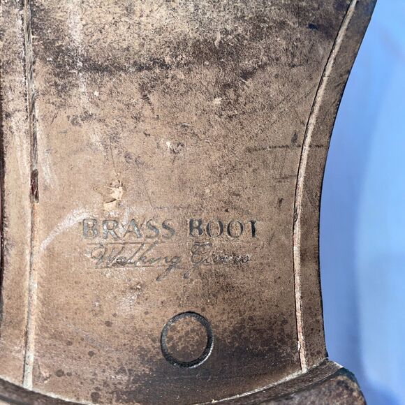 Brass Boot Dress Shoes Mens Size 12 M Brown Leather Criss Cross Toe Slip On - Picture 3 of 12